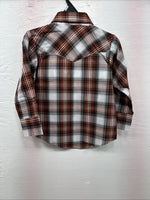 New Kids ELY Cattleman Orange Plaid Long Sleev Pearl Snap JUV-3 DD-18