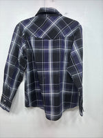 New Kids ELY Cattleman Purple Plaid Long Sleeve Pearl Snap Small LL-6