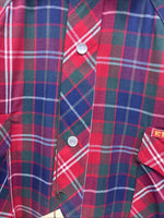 New Men’s ELY Plains Red Blue Plaid Long Sleeve Pearl Snap 17 XL T-87