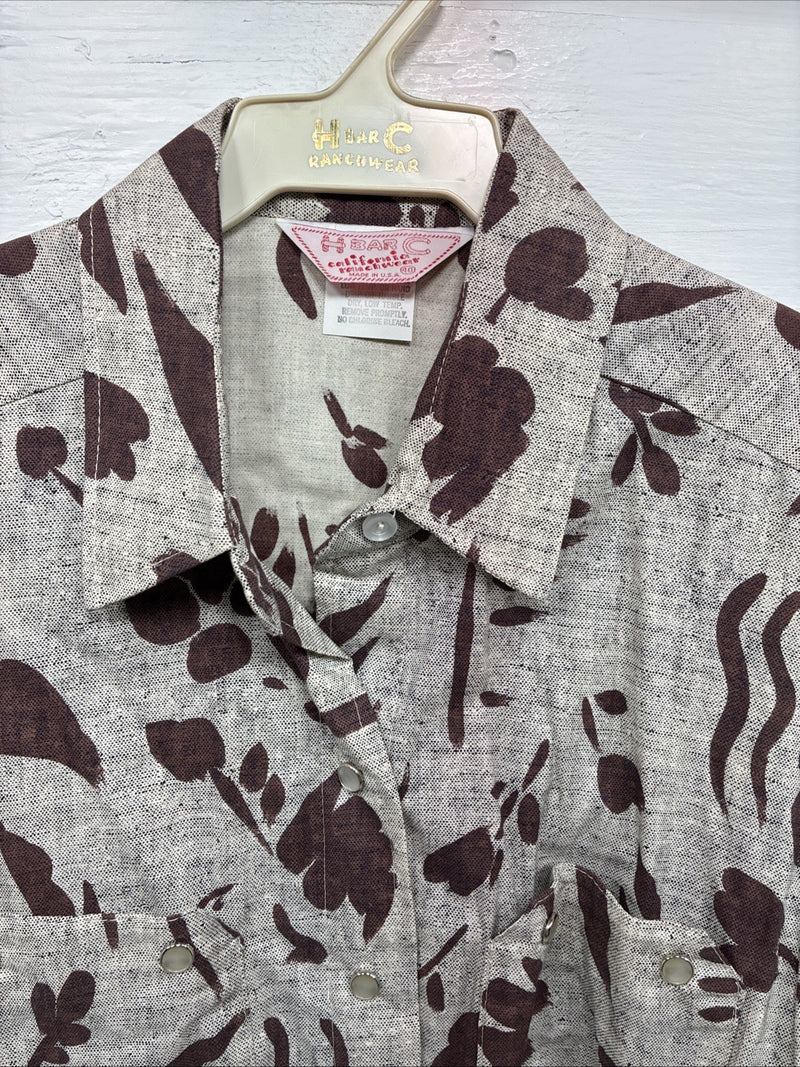 New Men’s H Bar C Brown Design  Long Sleeve Pearl Snap Medium With Belt K-20