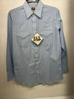 New Men’s Blue ELY cattleman Pearl Snap Long Sleeve Shirt. 15.5x33 M I-28