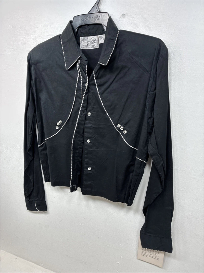 New Women’s Mine & Bills Black Design Long Sleeve Button Up Large MM-126