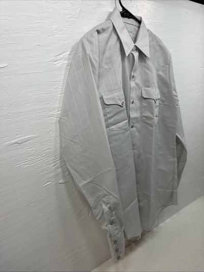 New Men’s Mesquite Gray Stripe Long Sleeve Pearl Snap 16.5 Large Q-50