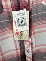 New Women’s Cumberland Pink Plaid Design Long Sleeve Pearl Snap Large II-105