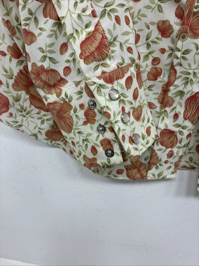New Women’s Champion Western Floral Long Sleeve Pearl Snap Size 12 MM-46