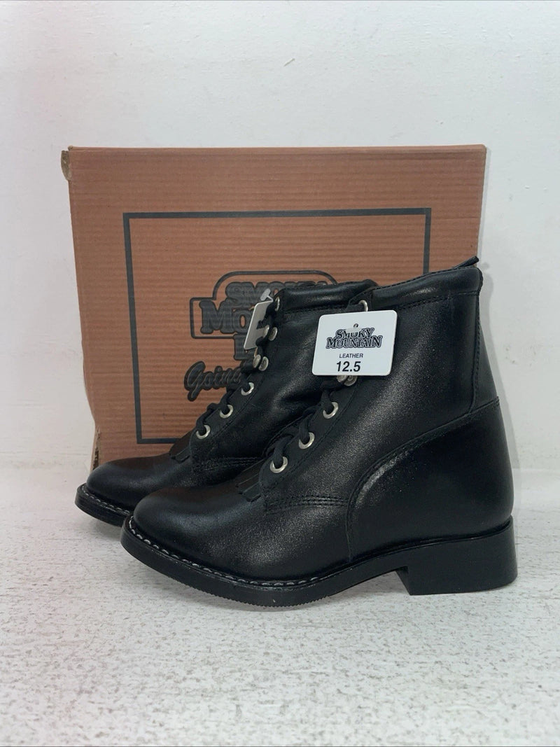 New Kids Black Lace Up Smoky Mountain Cowboy Boots. 3009 C 12.5 12 1/2. 23-28