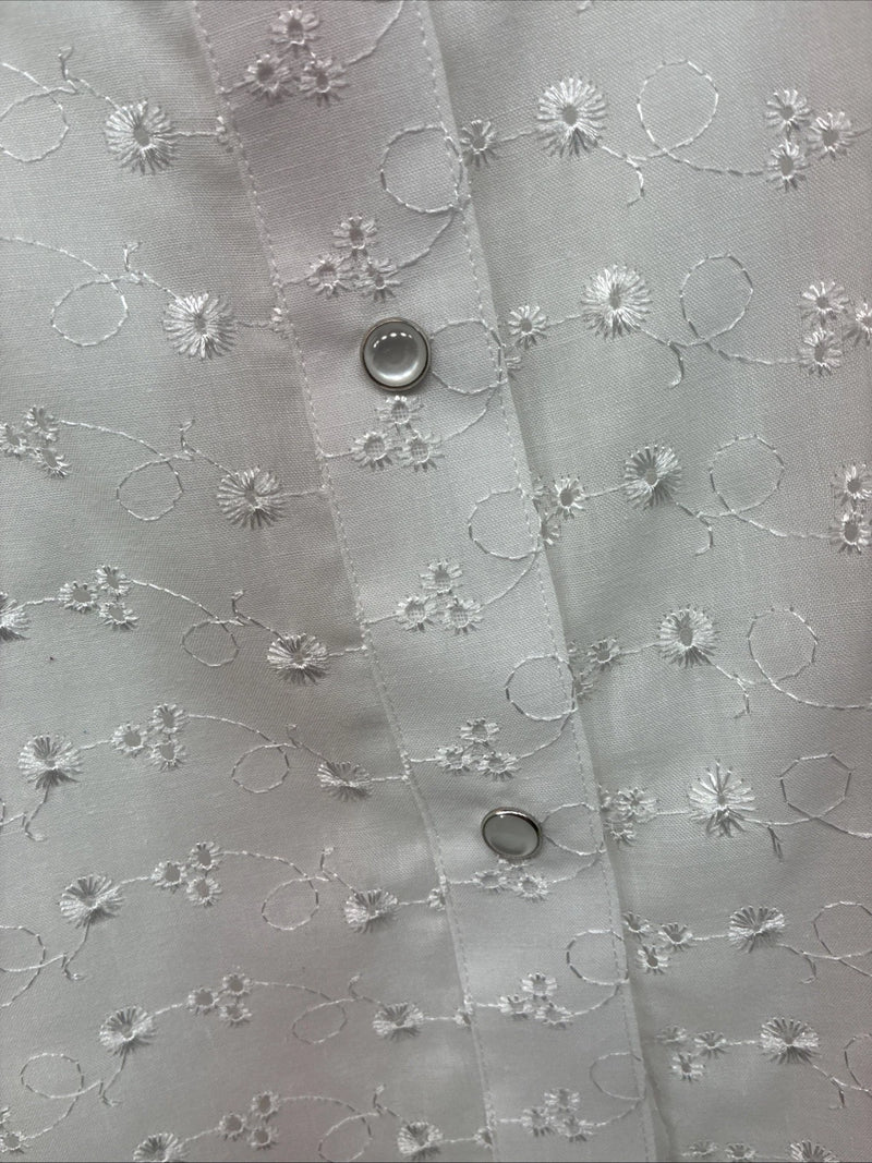 New Women’s White Horse White Designed Short Sleeve Pearl Snap Large II-88