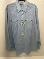 New Men’s Blue ELY cattleman Pearl Snap Long Sleeve Shirt. 2XL Tall G-68