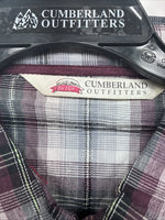 New Women’s Cumberland Purple Plaid Long Sleeve Pearl Snap Size 3X GG-11