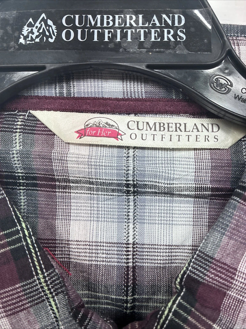 New Women’s Cumberland Purple Plaid Long Sleeve Pearl Snap Size 3X GG-11