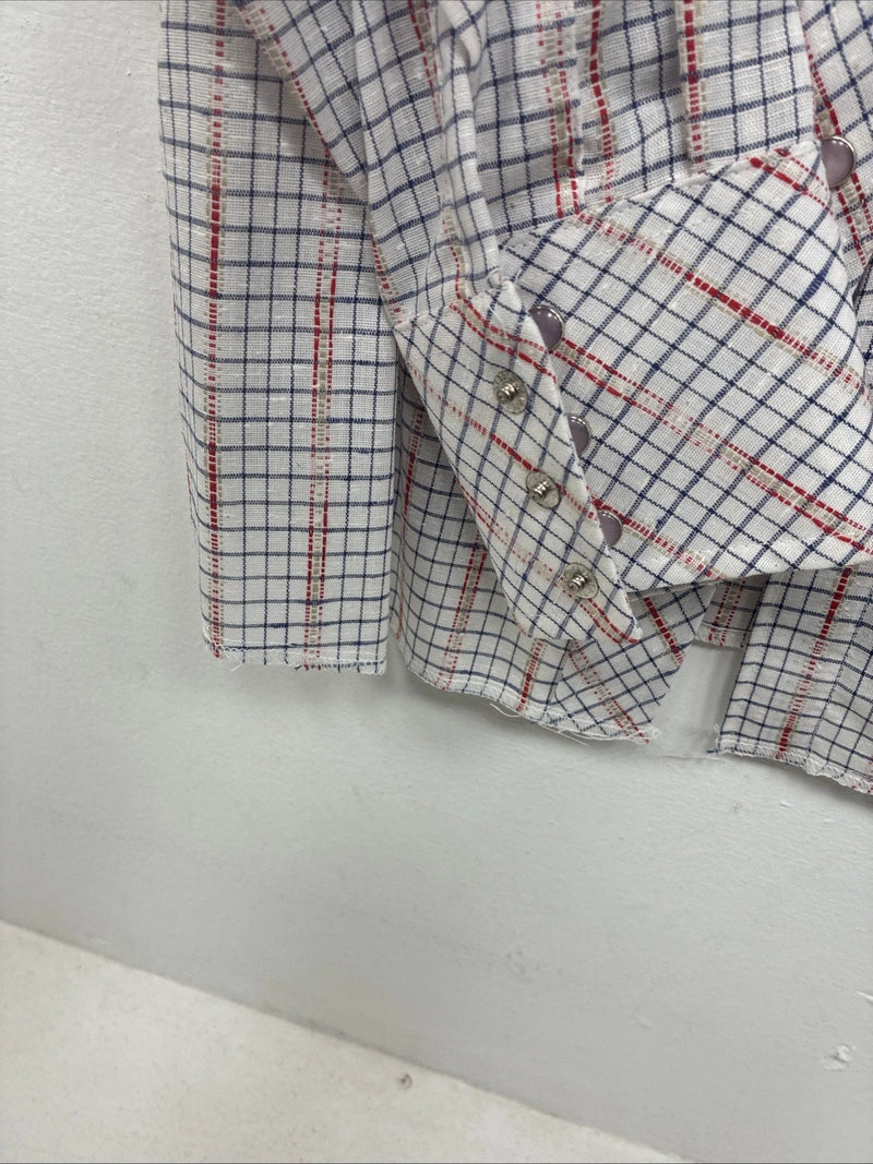 New Women’s Dan River Red Plaid Long Sleeve Pearl Snap Size 10 KK-45