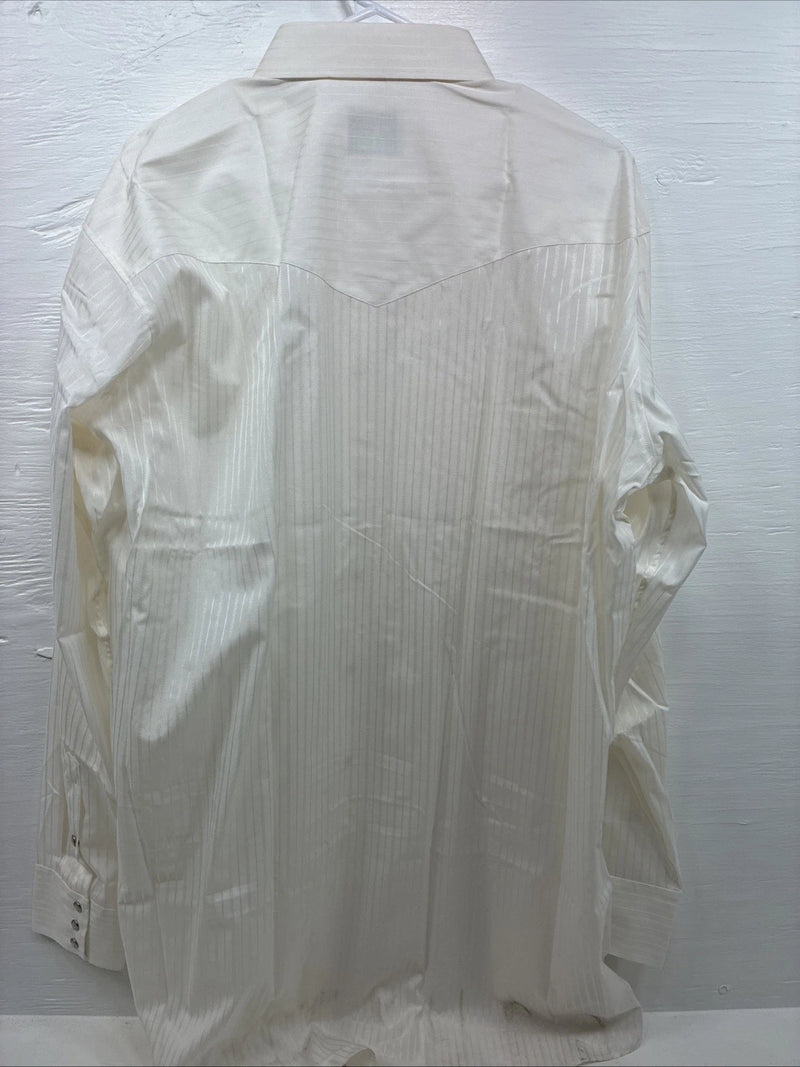 New Men’s Mesquite Off White Stripe Long Sleeve Pearl Snap 2XL H-44