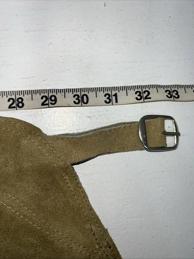 NOS Tan Show Chaps With Fringe Adjustable Waist 33” L-27