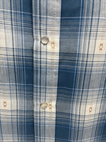 New Men’s ELY Cattleman Blue White Plaid Long Sleeve Pearl Snap XL T-44