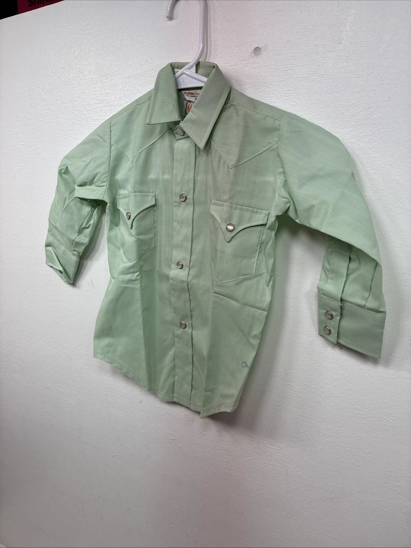 New Kids Karman Green Long Sleeve Pearl Snap Size 2 DD-146