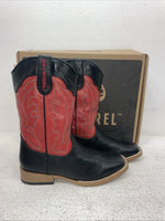 New Youth Black DBL Barrel Cowboy Boots. 4472001 6. 2-107