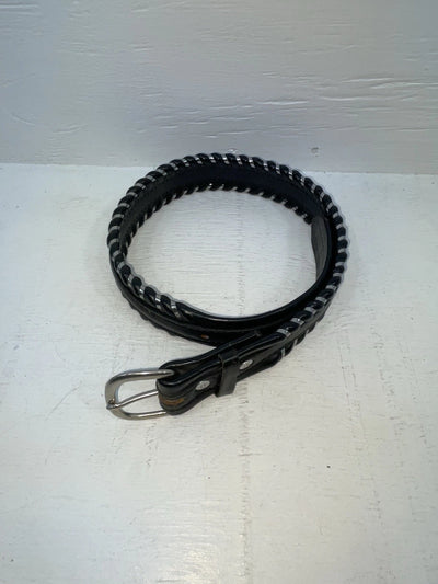 New Black Genuine Leather Weaved 26” Belt #76328 JJ-122