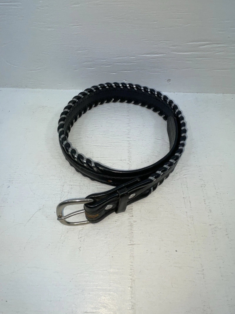 New Black Genuine Leather Weaved 26” Belt #76328 JJ-122