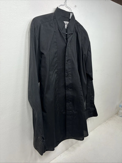 New Broadway Black Long Sleeve Button Up English Shirt Medium KK-80