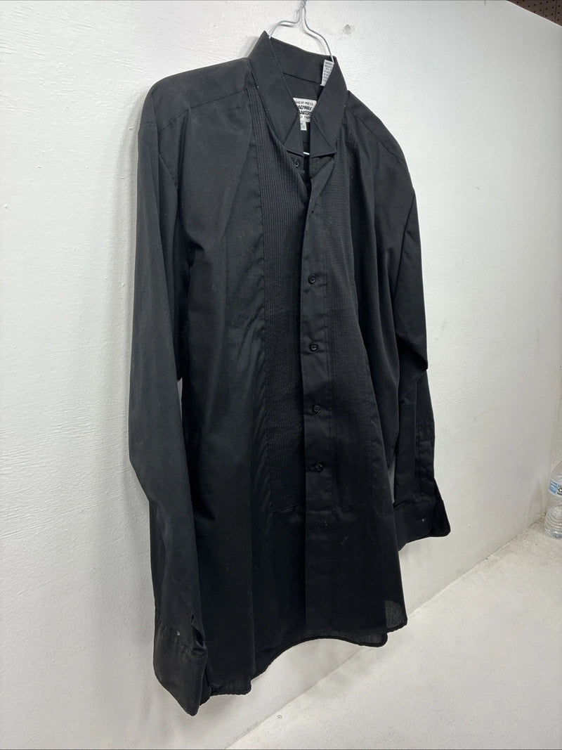 New Broadway Black Long Sleeve Button Up English Shirt Medium KK-80