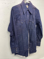 New Men’s Denim Karman Western Wear Pearl Snap Shirt. 15 X 33 Medium A-170