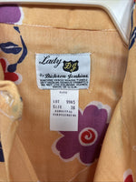 New Women’s Dickson Jenkins Orange Floral Long Sleeve Pearl Snap Size 36 II-79