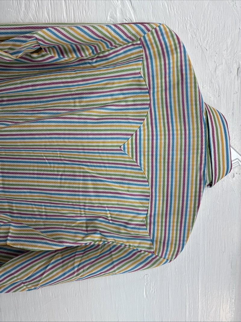 New Men’s Tem Tex Multicolor Stripe Long Sleeve Pearl Snap 14 X 33 Small M-84