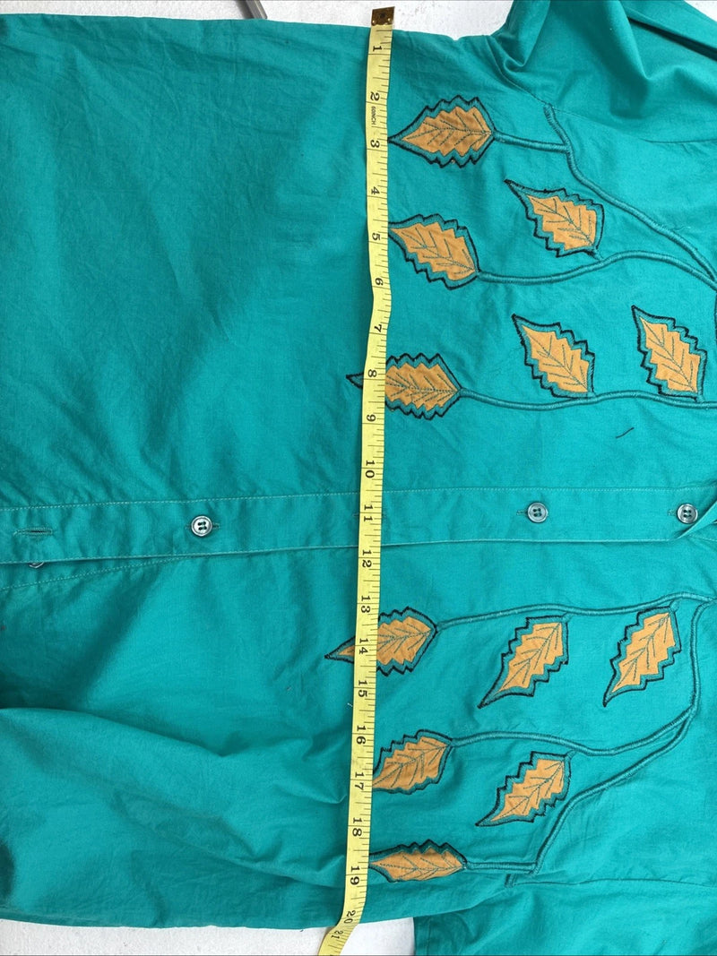 New Women’s Mine & Bills Blue Designed Long Sleeve Button Up Size Small YY-60