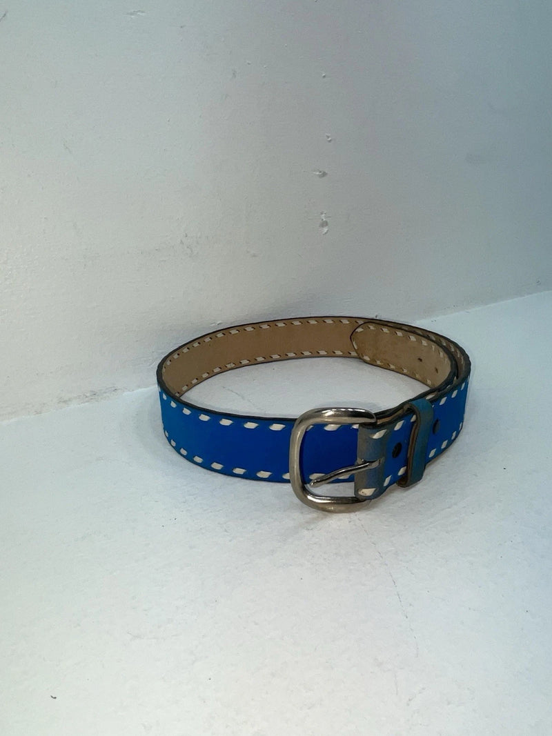New Blue Genuine Leather Weaved 32” Belt #7030 Z-46