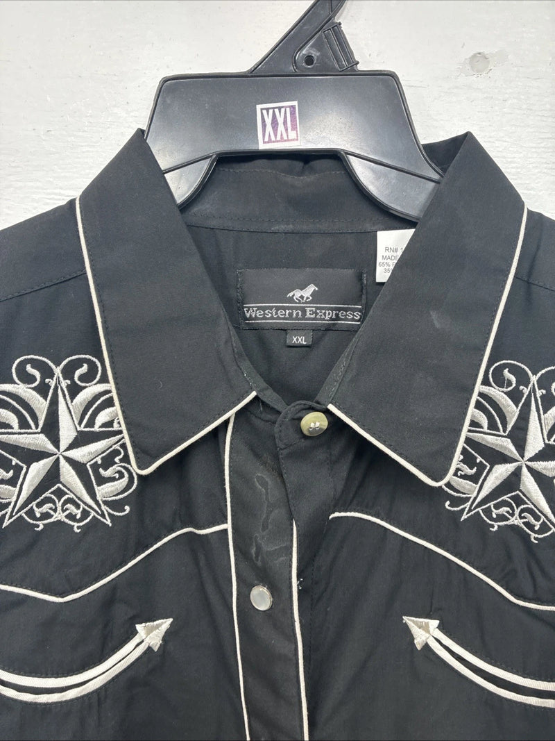 New Woman Western Express Black Deigned Long Sleeve Pearl Snap 2XL GG-50