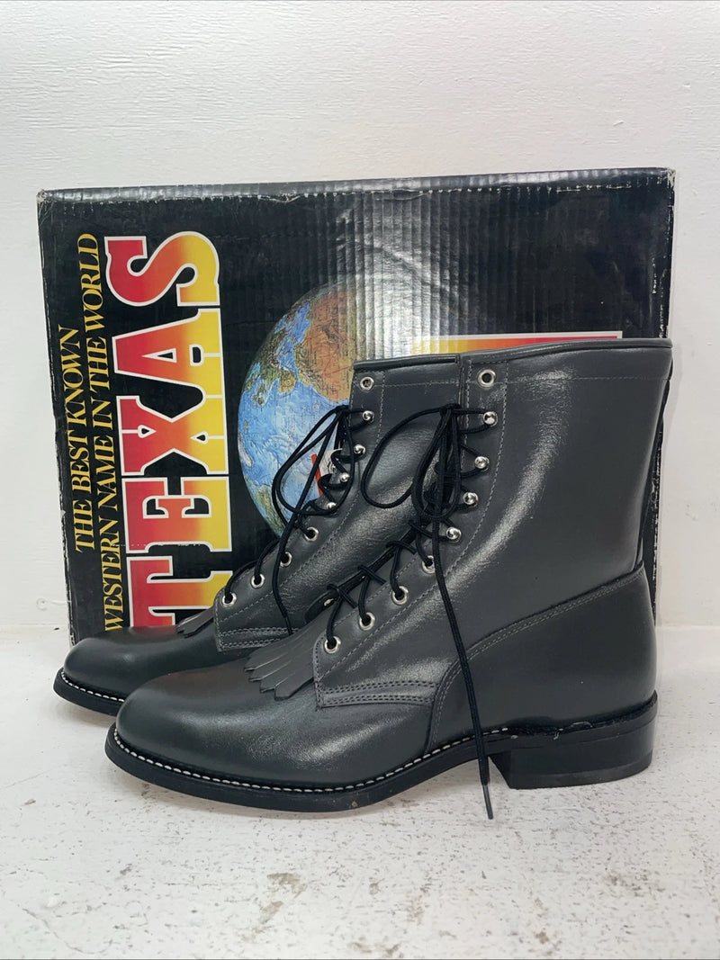 New Men’s Gray Lace Up Texas Brand Cowboy Boots. 8852 10 E E. 7-18