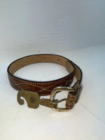 New Brown Genuine Leather Tex Tan Stitched 30” Belt #736H NN-8