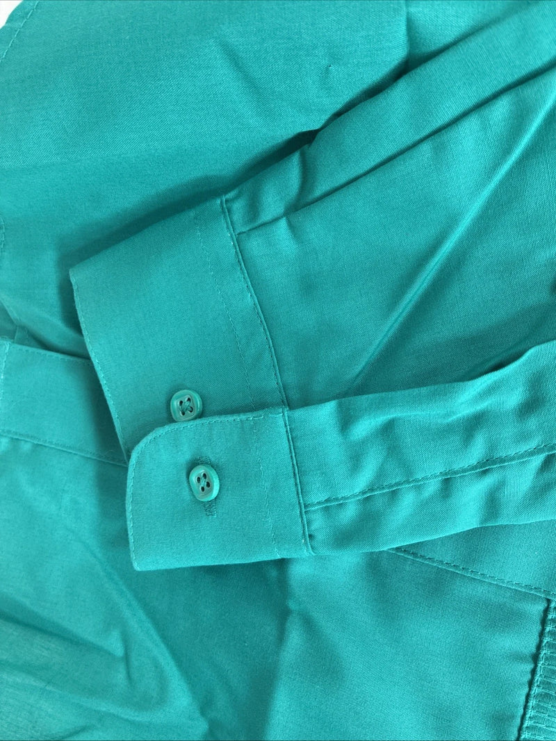 New Wayne Scott Teal Long Sleeve Button Up English Shirt Small X-83