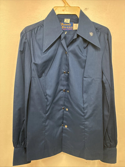 New Women’s Panhandle Slim Blue Long Sleeve Pearl Snap Size 35 KK-98