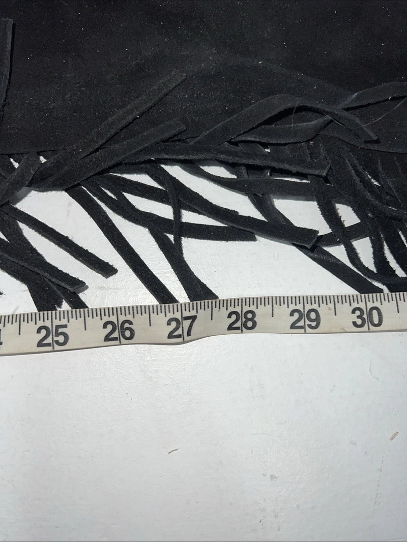 NOS Black Show Chaps With Fringe Adjustable Waist 46” I-69