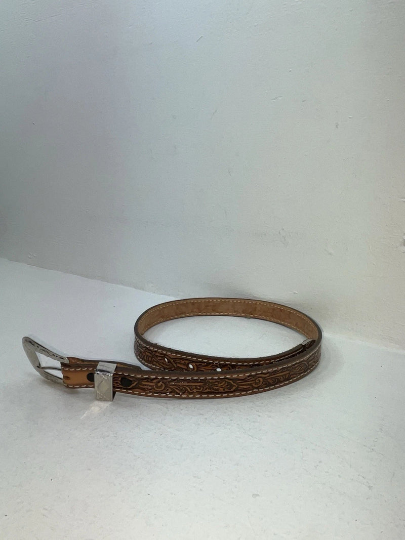New Brown Genuine Leather Tooled 28” Belt #102 Z-97