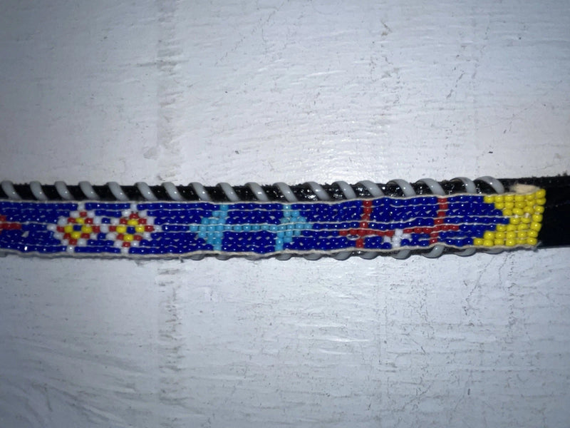 New Black Genuine Leather Beaded 30” Belt JJ-135