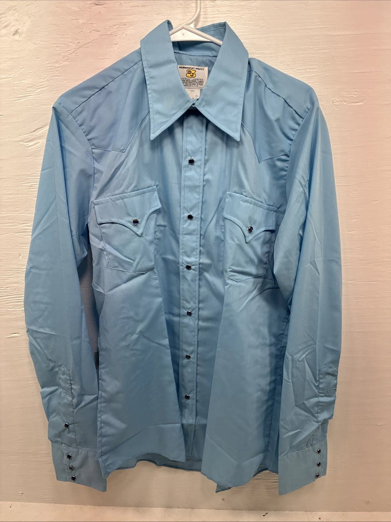 New Men’s Dickson Jenkins Blue Long Sleeve Pearl Snap 16 Large CC-70