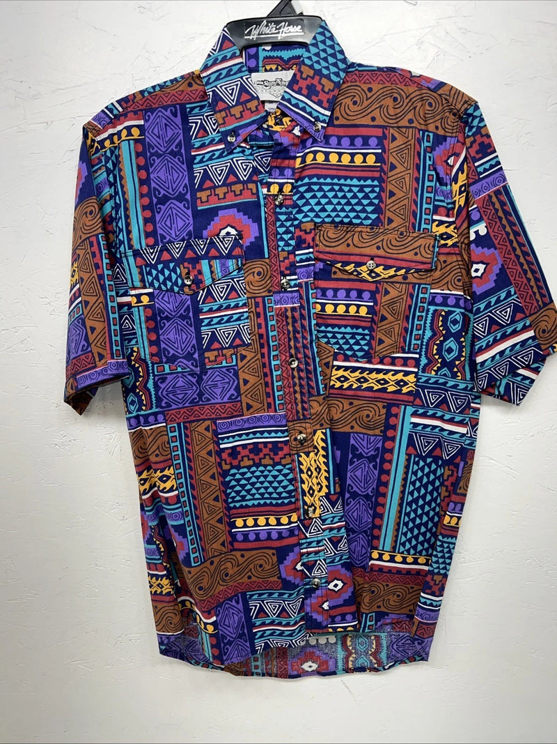 New Men’s Multicolor San Angelo Short Sleeve Button Up Shirt Small I-60