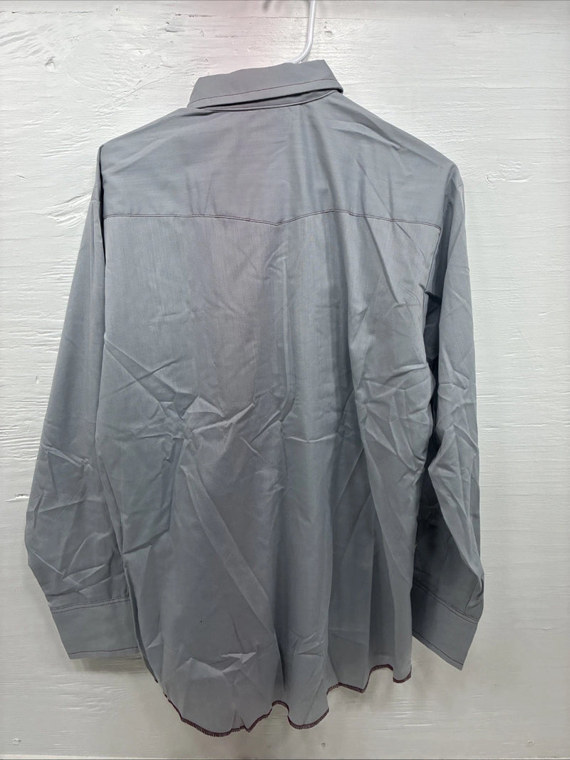 New Men’s Dee-Cee Grey Red Long Sleeve Pearl Snap 16.5 X 33 Large X-65