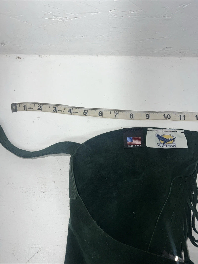 NOS Green Whitman Show Chaps With Fringe Adjustable Waist 44” L-23