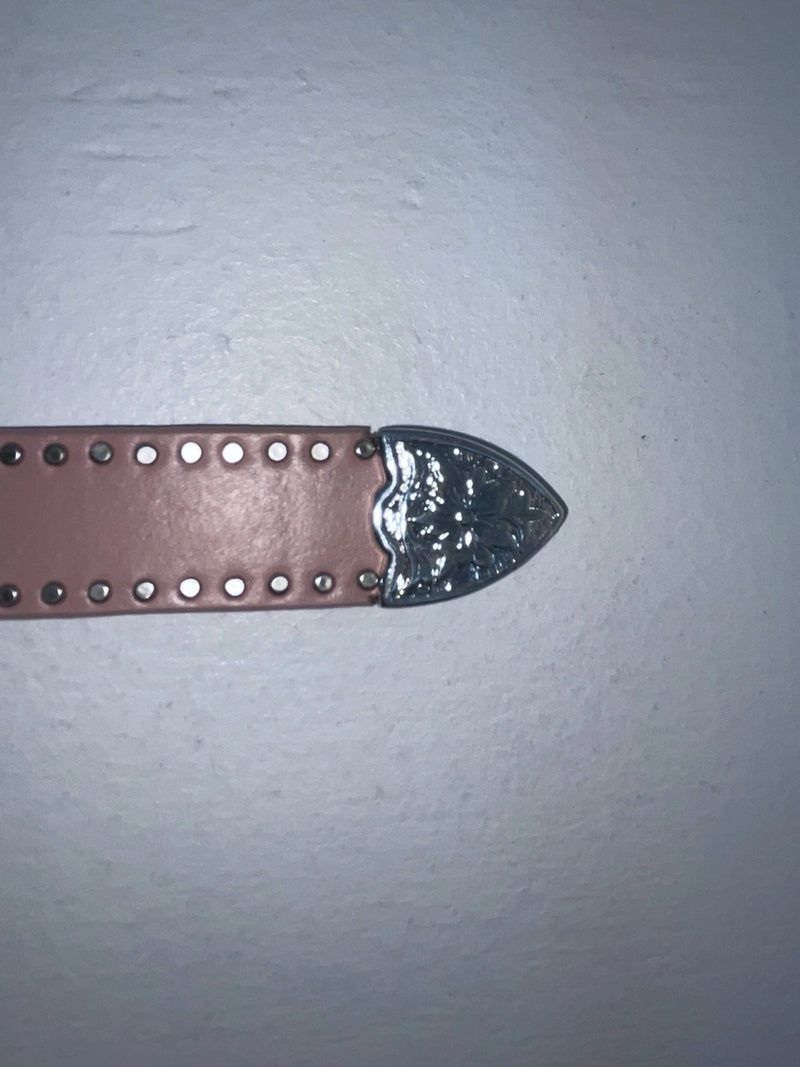 New Pink Genuine Leather Nocona Silver Bling 32” Belt #N1344999 Z-50