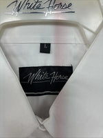 New Womens White Horse White Rose Long Sleeve Pearl Snap Large II-91