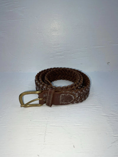 New Brown Genuine Leather Braided 34” Belt Z-129