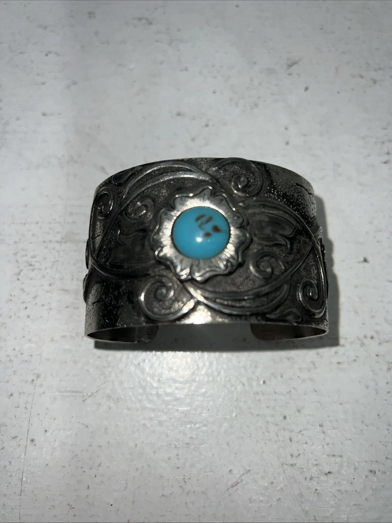 New Women’s Montana Silversmiths Silver Scroll Turquoise Bracelet. BC1225 A-62