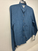 New Women’s Cowboy Threads Blue Stripe Long Sleeve Button Up Size Small KK-57