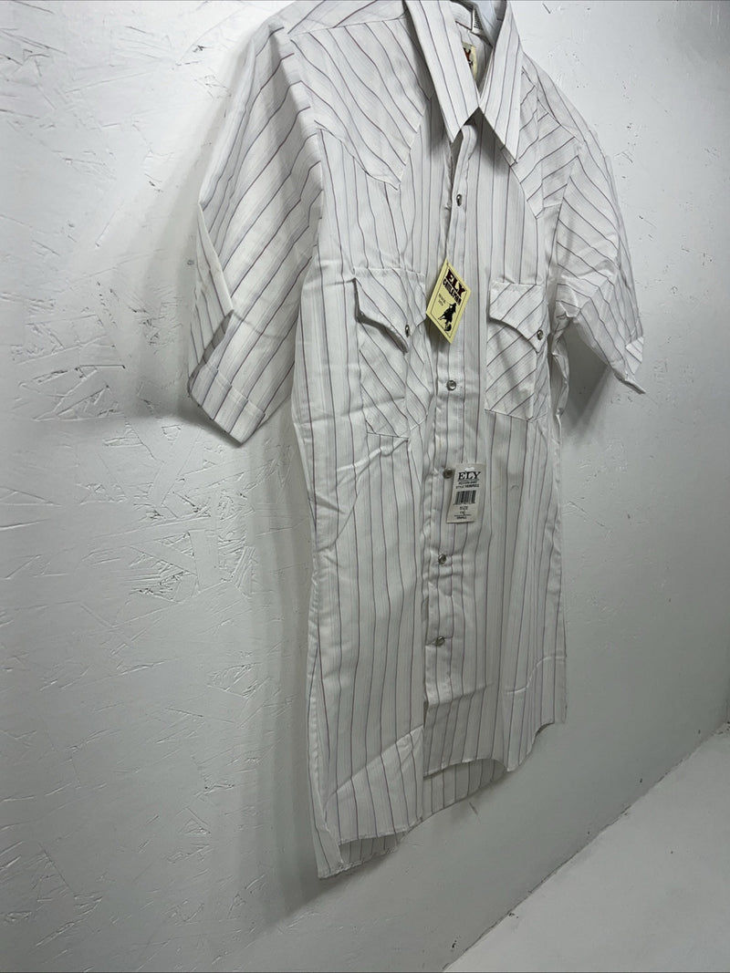 New Men’s White Pearl Snap ELY Cattleman Short Sleeve Western Shirt. Small A-172