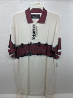 New Men’s GunSmoke White Western Design Short Sleeve Polo Shirt Large R-41