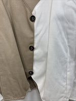 New Women’s Cowboy Threads White Tan Long Sleeve Button Up XL YY-70