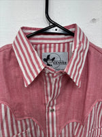 New Women’s Denver Pink Stripe Long Sleeve Pearl Snap Medium LL-101